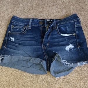 ae hi rise denim shorts